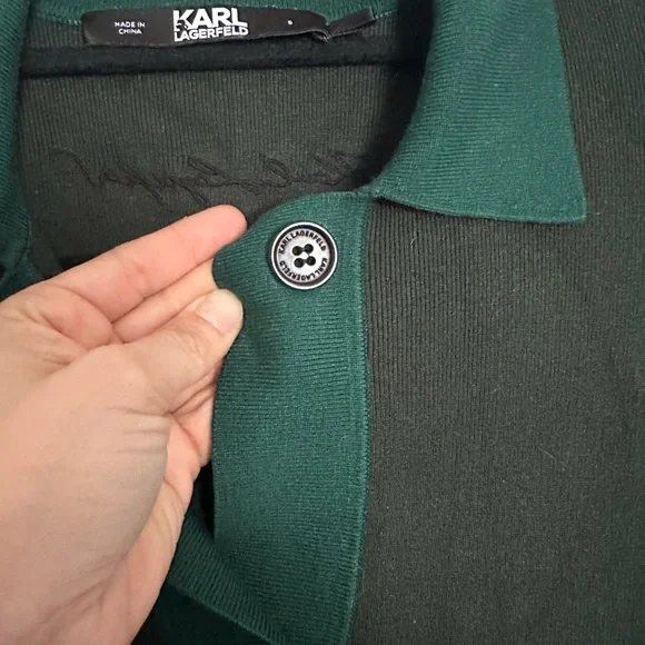 Karl Lagerfeld Polo Knit Dress, forest green, size S - Picture 5 of 8